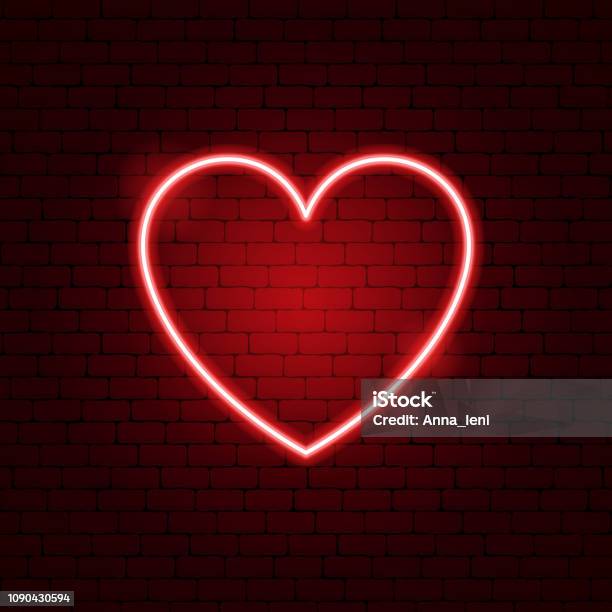 Heart Neon Sign Stock Illustration - Download Image Now - Heart Shape, Neon Lighting, Light - Natural Phenomenon