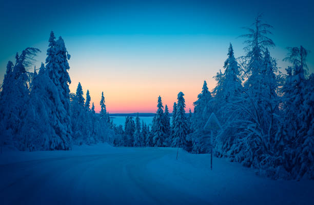 istock Cold day sunset view from Sotkamo, Finland. 1090437772