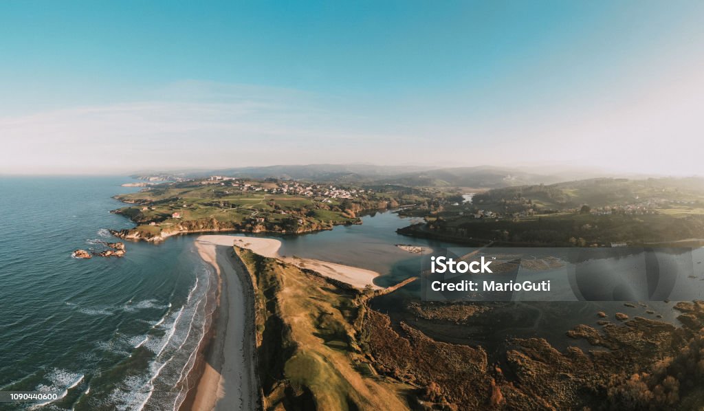 Coastal landscape in Oyambre, Cantabria, Spain The beautiful coastal area in Oyambre, Cantabria, Spain. Cantabria Stock Photo