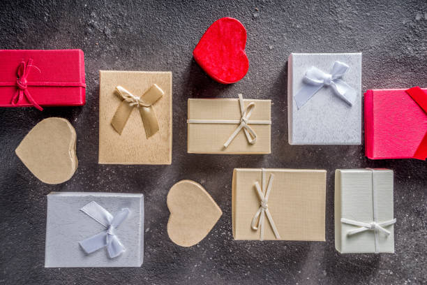 istock Valentines day gifts boxes background 1090444672