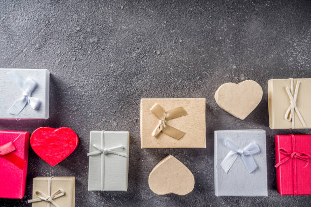 istock Valentines day gifts boxes background 1090444866