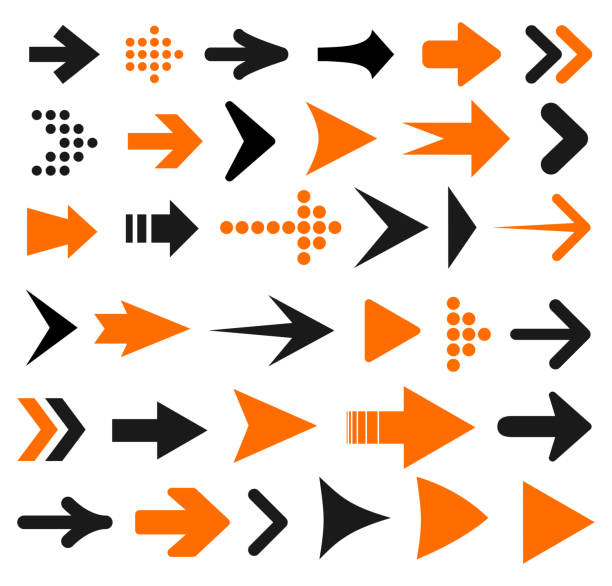 ilustrações de stock, clip art, desenhos animados e ícones de set arrow icon. different arrows sign – stock vector - bending over backwards