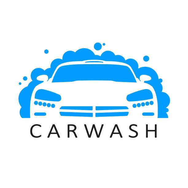 illustrations, cliparts, dessins animés et icônes de lave-auto service le logo – stock vector - car cleaning blue water