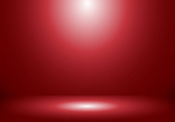 ilustrações de stock, clip art, desenhos animados e ícones de 3d empty studio room show booth for designers with spotlight on red gradient background. - backgrounds wall white red