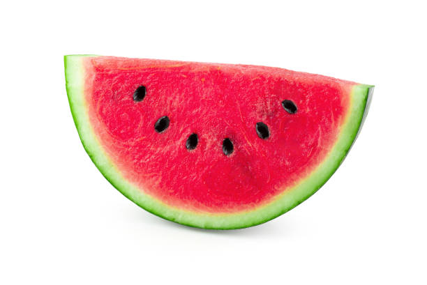 istock Sliced of watermelon isolated on white background 1090464792