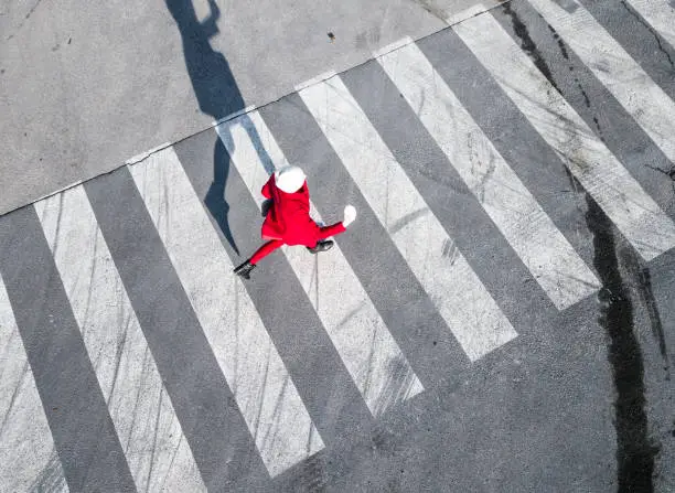 Photo of Top view of a pedestrian crosswalk