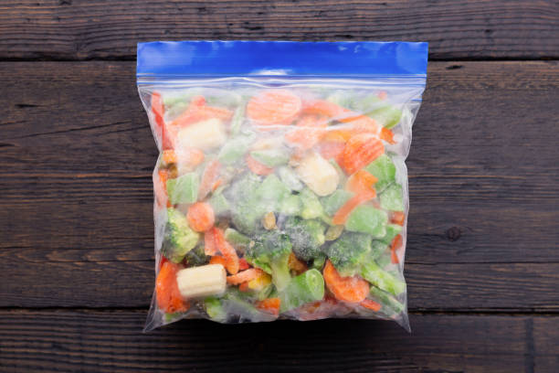 istock Frozen vegetables in a plastic bag. Healthy food storage concept. 1090471834