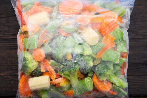istock Frozen vegetables in a plastic bag. Healthy food storage concept. 1090471878