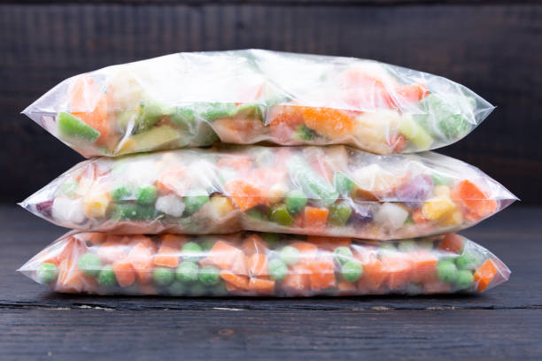 istock Frozen vegetables in a plastic bag. Healthy food storage concept. 1090471896