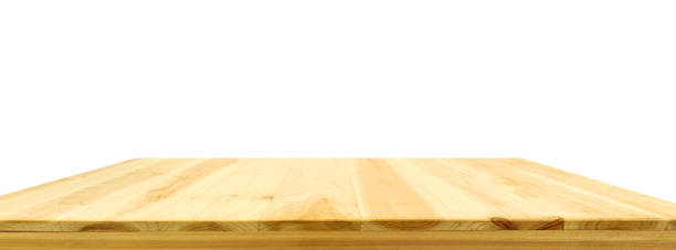 istock Wood table top isolated on white background 1090472786