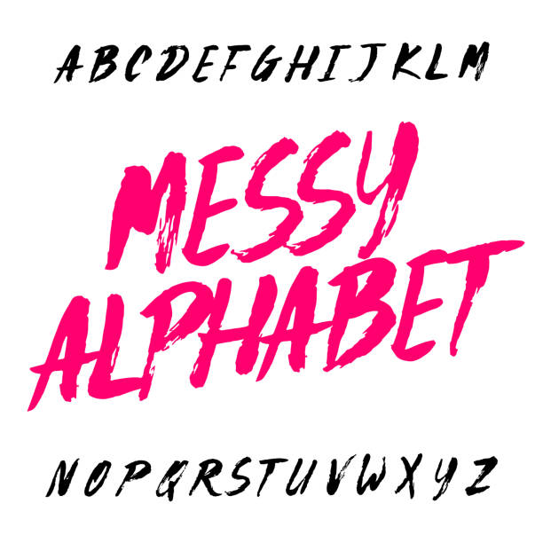 Messy alphabet font. Uppercase hand drawn letters. Messy alphabet font. Uppercase hand drawn letters. Stock vector typescript. brush stroke alphabet stock illustrations