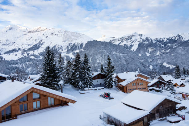 istock a cold, snowy village in Switzerland 1090474466