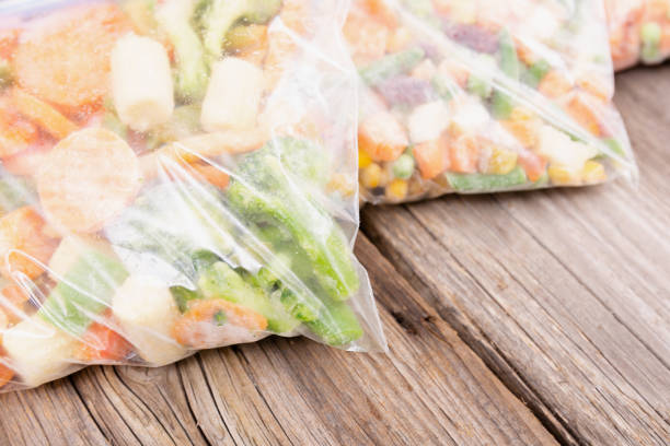 istock Frozen vegetables in a plastic bag. Healthy food storage concept. 1090474544