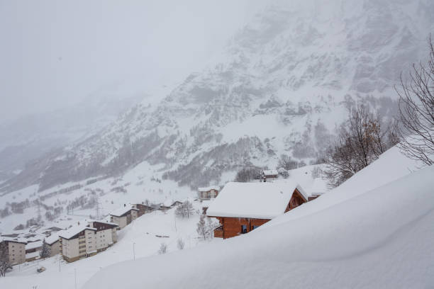 istock a cold, snowy village in Switzerland 1090474862
