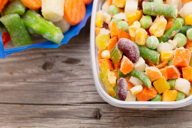 istock Frozen vegetables in a plastic bag. Healthy food storage concept. 1090475246