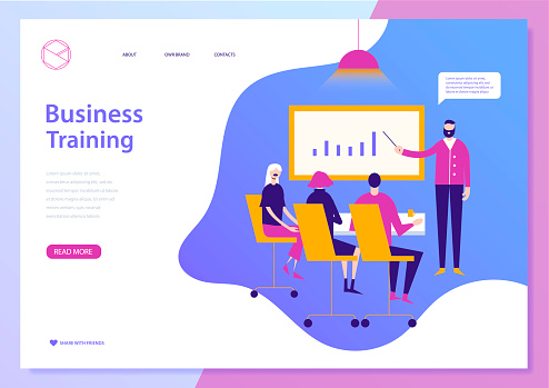 Training Webpage Layout Vector Web Page Design Template For Elearning Online Education Business ...