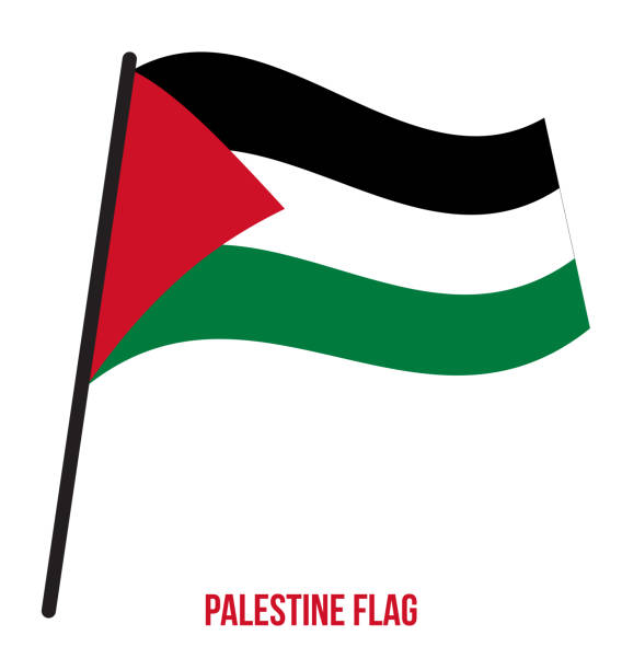 Palestine Flag Waving Vector Illustration on White Background. Palestine National Flag. Palestine Flag Waving Vector Illustration on White Background. Palestine National Flag. palestinian flag stock illustrations