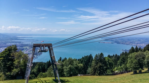 lake constance: view from the pfaender cable car - mountain lake austria bavaria imagens e fotografias de stock
