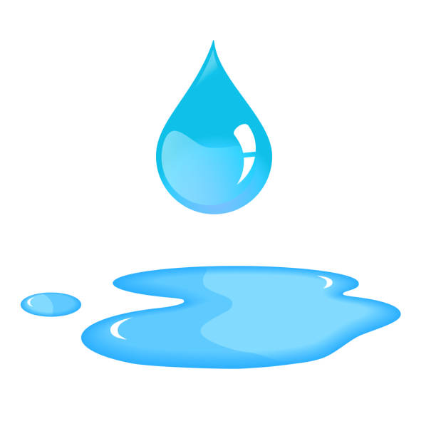 ilustrações de stock, clip art, desenhos animados e ícones de water drop and spill. blue water drop and water spill. isolated water drop in vector. water drop on white background. - puddle