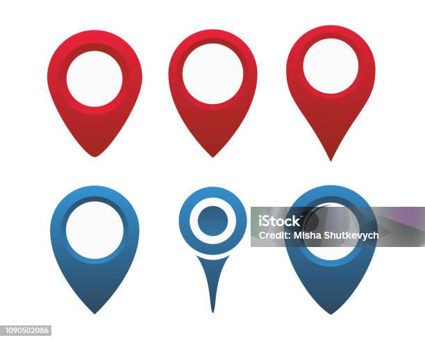 Map Pin Icon Set Flat Design Pin Map Place Location Icon Set Flat Design For Web And Mobile Application Navigation Pins Collection Stock Illustration - Download Image Now