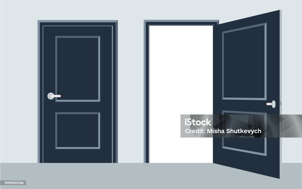 door open and close. Vector illustration, flat design. Door stock vector