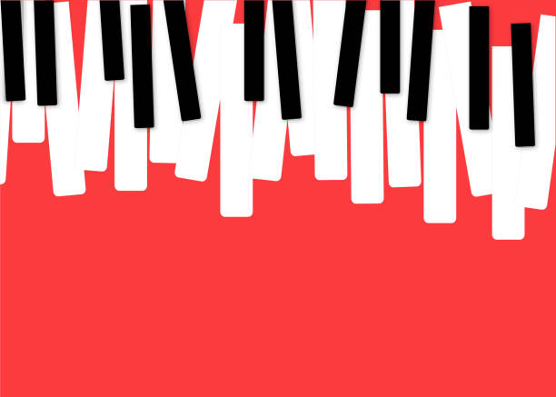 ilustraciones, imágenes clip art, dibujos animados e iconos de stock de cartel de la música de piano. teclado de piano blanco y negro. símbolo de la música. teclas del piano vector - piano key piano musical instrument music