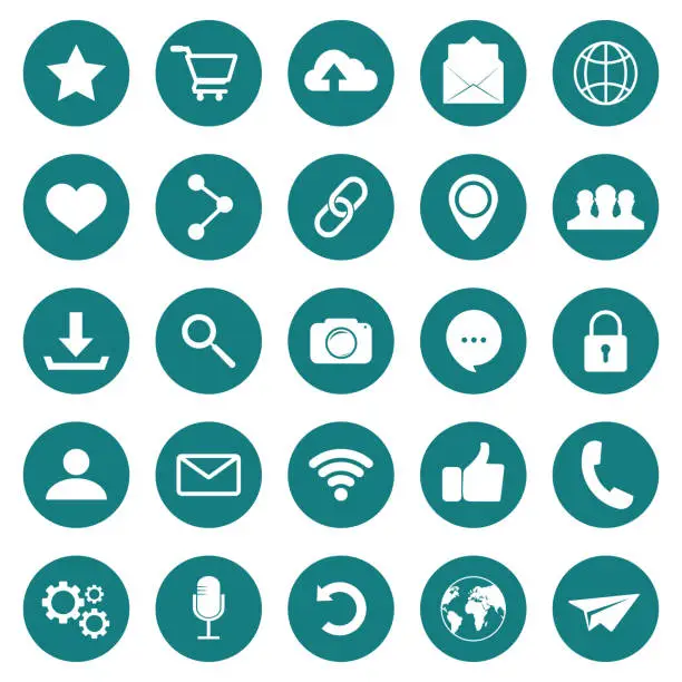 Vector illustration of SOCIAL ICON. Web icons. Popular round social media icons. Simple set of vector icons