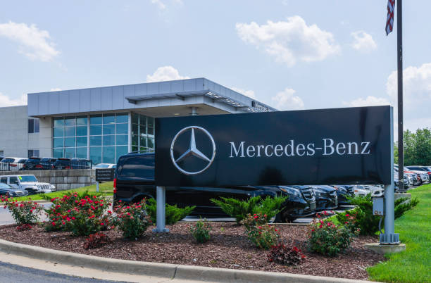 Mercedes-Benz Dealership The Mercedes-Benz dealership of Rochester. Mercedes-Benz is a global manufacturer of luxury vehicles and a division of the Daimler AG. mercedes benz photos stock pictures, royalty-free photos & images