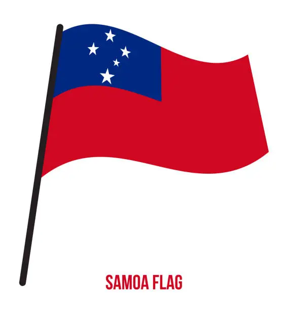 Vector illustration of Samoa Flag Waving Vector Illustration on White Background. Samoa National Flag.