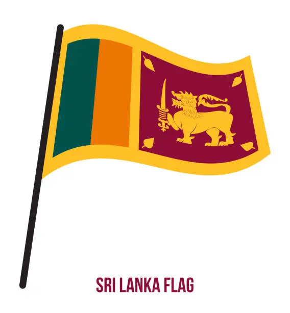 Vector illustration of Sri Lanka Flag Waving Vector Illustration on White Background. Sri Lanka National Flag.