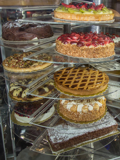 istock Several Types of Stuffed Cakes inside a Pastry Display Stand 1090508534