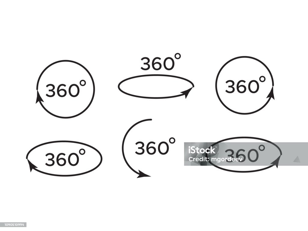 360 Angule Angle 360 Degrees Vector Arrow Rotate Signs 360 Stock Illustration ...