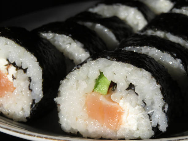 istock Sushi with salmon, avocado and cream cheese 1090514028