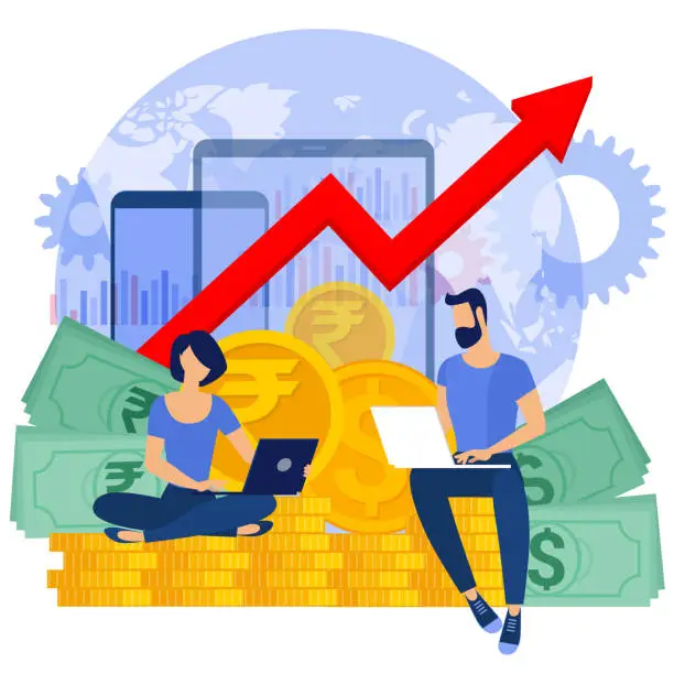 Vector illustration of The investor growing  money abstract.