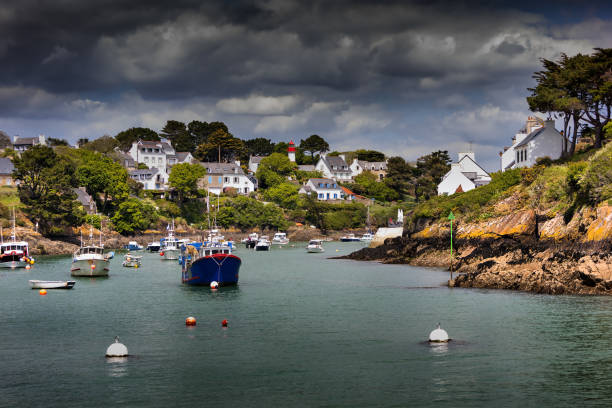 istock Beautiful harbor with lighthouse in Doelean, Brittany, France 1090523718