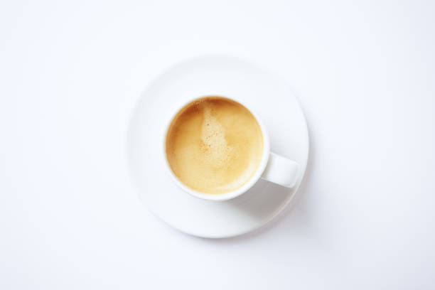 istock Cup of coffee on white background. Top view. Copy space. 1090526582