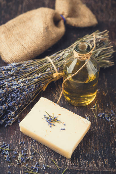 istock Lavender oil, herbal soap and bath salt 1090527082