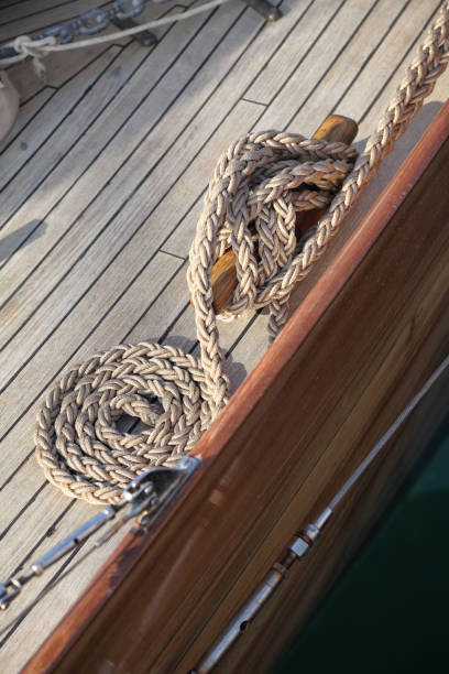 Ropes on old boat deck