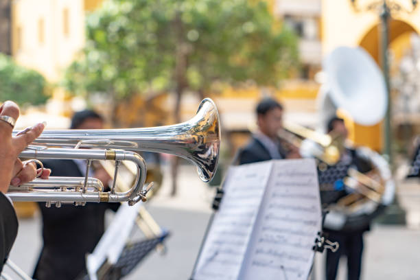 The band performance at Plaza San Martin, Lima