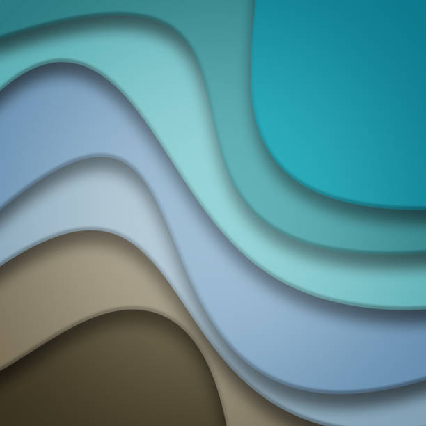 istock Abstract blue sea and beach summer background with curve paper wave and seacoast 1090534018