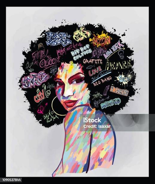 Portrait Of An Woman Face Stock Illustration - Download Image Now - Women, Graffiti, Street Art