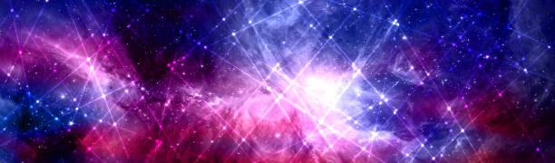 istock Line and dot pattern and colorful space background. Elements of this image furnished by NASA. 1090540366