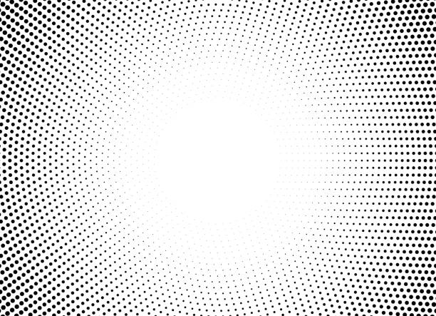 ilustrações, clipart, desenhos animados e ícones de meio-tom círculo quadro horizontal plano de fundo. borda circular preta usando textura de pontos de meio-tom. ilustração em vetor. - halftone pattern