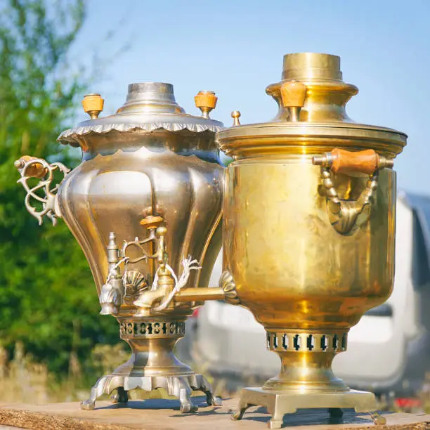 Samovar. Traditional national teapot for tea on the table
