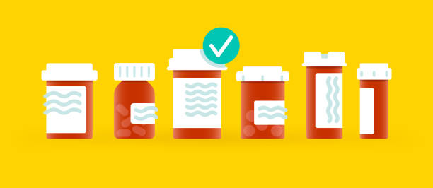 медицинские отпускаемые по рецепту лекарства - medicine cabinet prescription pill bottle medicine stock illustrations