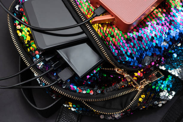 istock Power bank, smartphone, backpack, and speaker. 1090543460