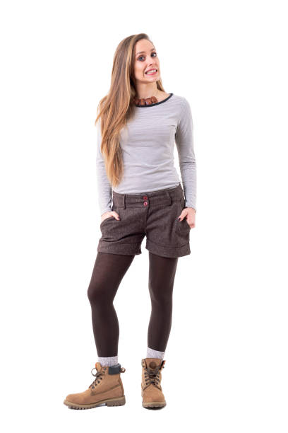 istock Cool funny cute hipster girl in authentic second hand clothes grimacing and having fun 1090546602