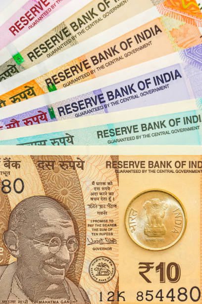 istock New indian 10, 50, 100, 200, 500 and 2000 rupees banknotes and coin. 1090549384