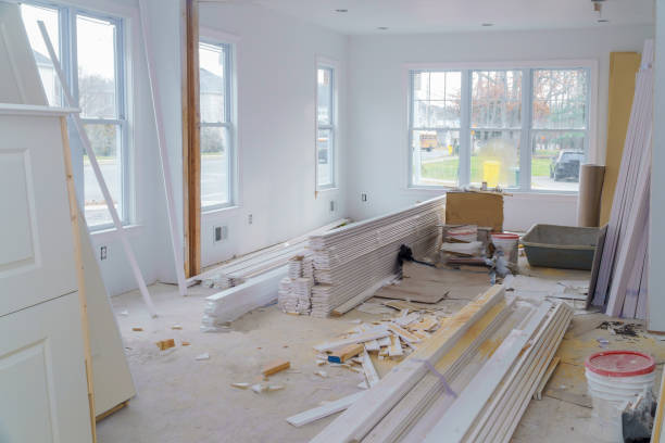 interior construction of housing project with drywall installed door for a new home before installing - famous place architecture indoors decoration imagens e fotografias de stock