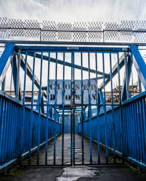 istock Closed Down Factory Sign 1090557156